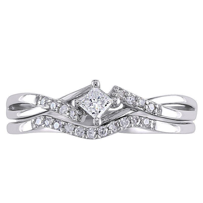 Diamond Engagement Ring Set in 10k White Gold (1/5 Carat T.W.), Womens Product Image