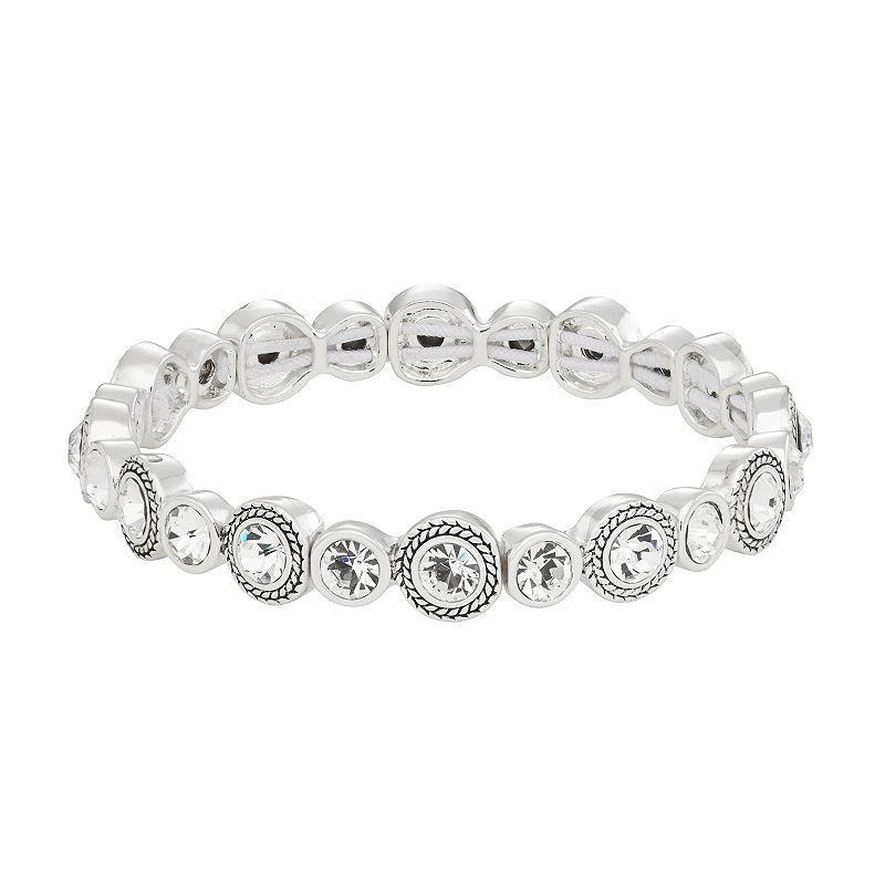 Napier Silver Tone Simulated Crystal Stretch Bracelet, Womens, Clear Product Image