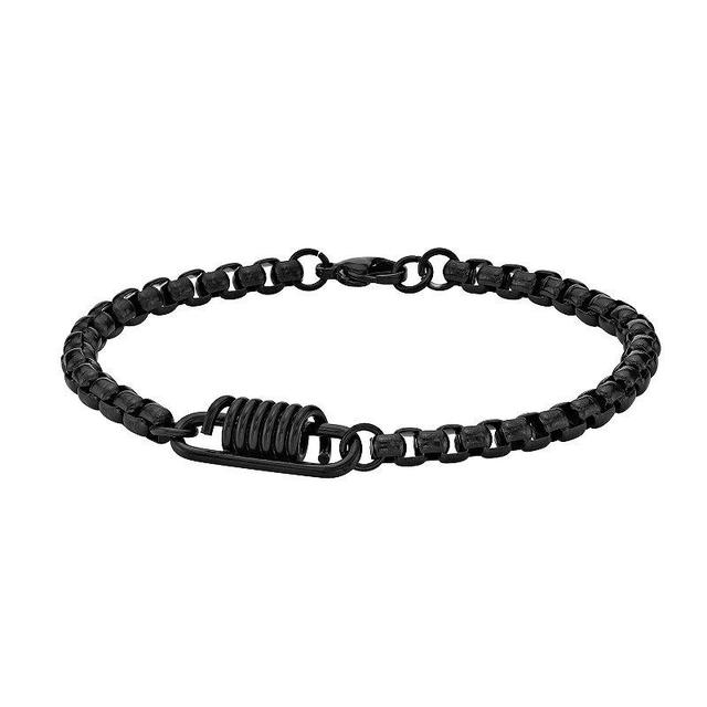 Mens LYNX Black Ion Plated Stainless Steel Box Chain Bracelet Product Image