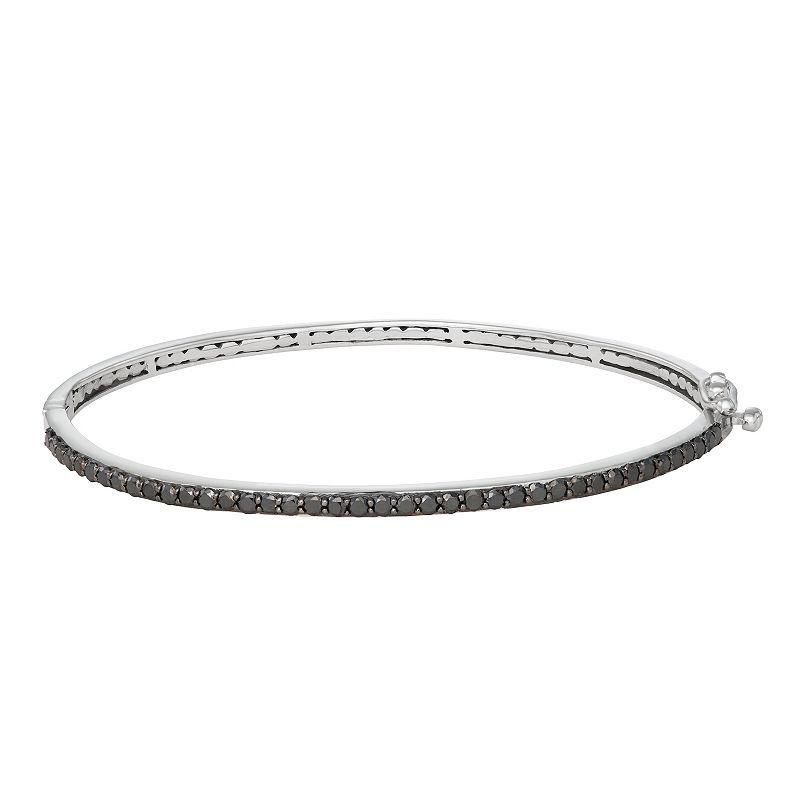 Jewelexcess 1 Carat T.W. Black Diamond Sterling Silver Bangle Bracelet, Womens White Product Image