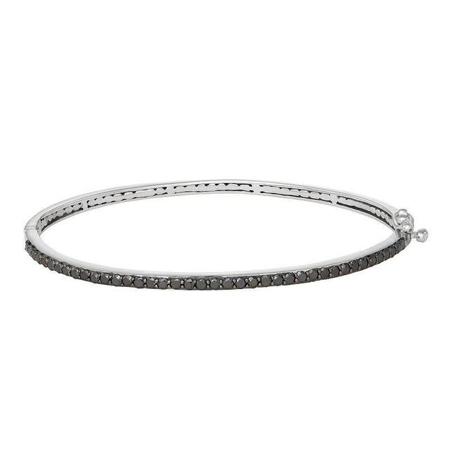 Jewelexcess 1 Carat T.W. Black Diamond Sterling Silver Bangle Bracelet, Womens White Product Image