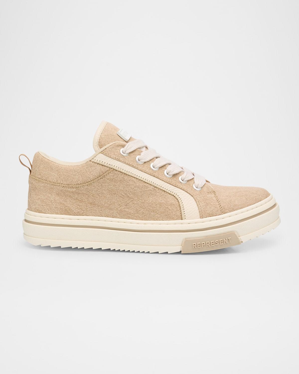 Men's Low Rustic Canvas and Leather Low-Top Sneakers Product Image