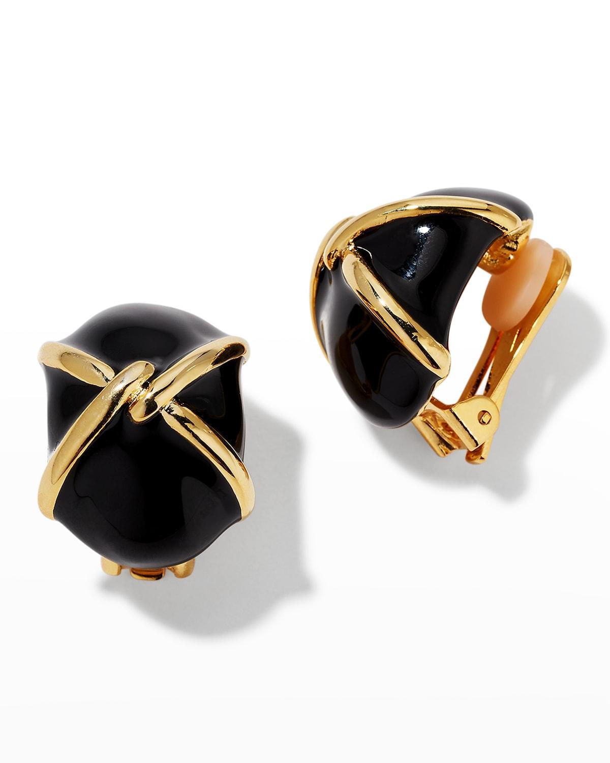 Black X Button Earrings Product Image