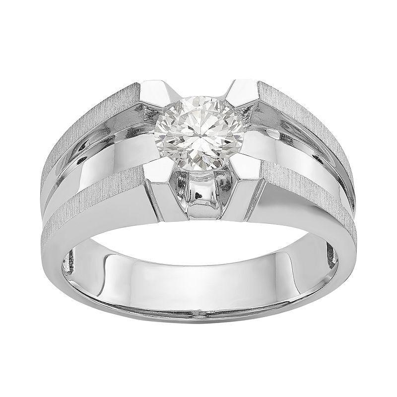 Mens Sterling Silver Diamonore Solitaire Ring Product Image