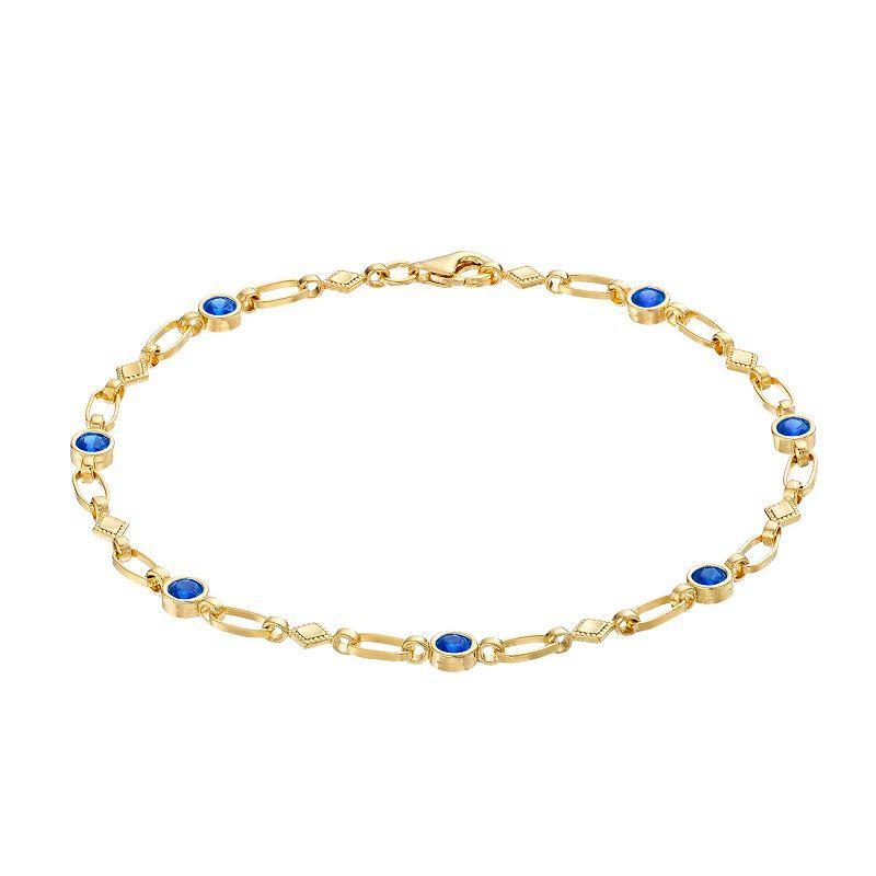 Kristen Kesho Sterling Silver Lab-Created Sapphire Kite Link Bracelet, Womens Yellow Product Image