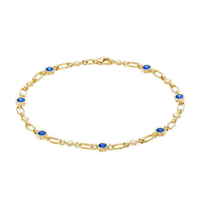 Kristen Kesho Sterling Silver Lab-Created Sapphire Kite Link Bracelet, Womens Gold Tone Product Image