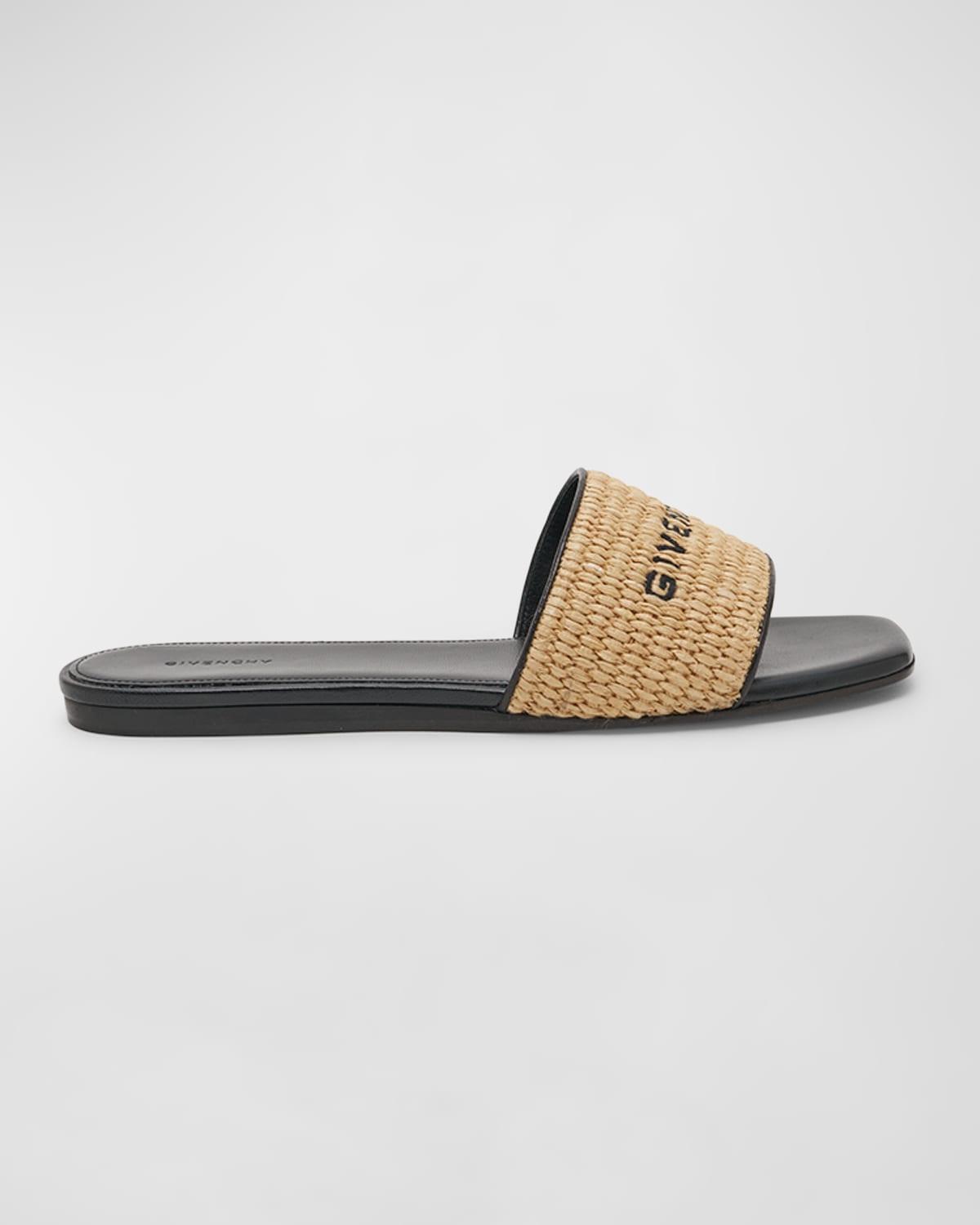 Givenchy Logo Raffia Flat Slide Sandal Product Image