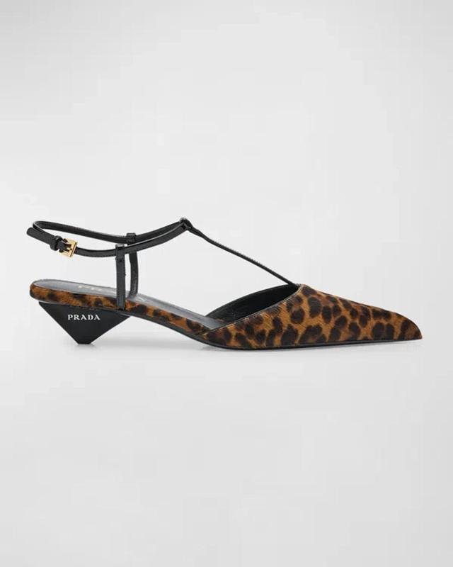 Leopard T-strap Ballerina Pumps In Multi Product Image