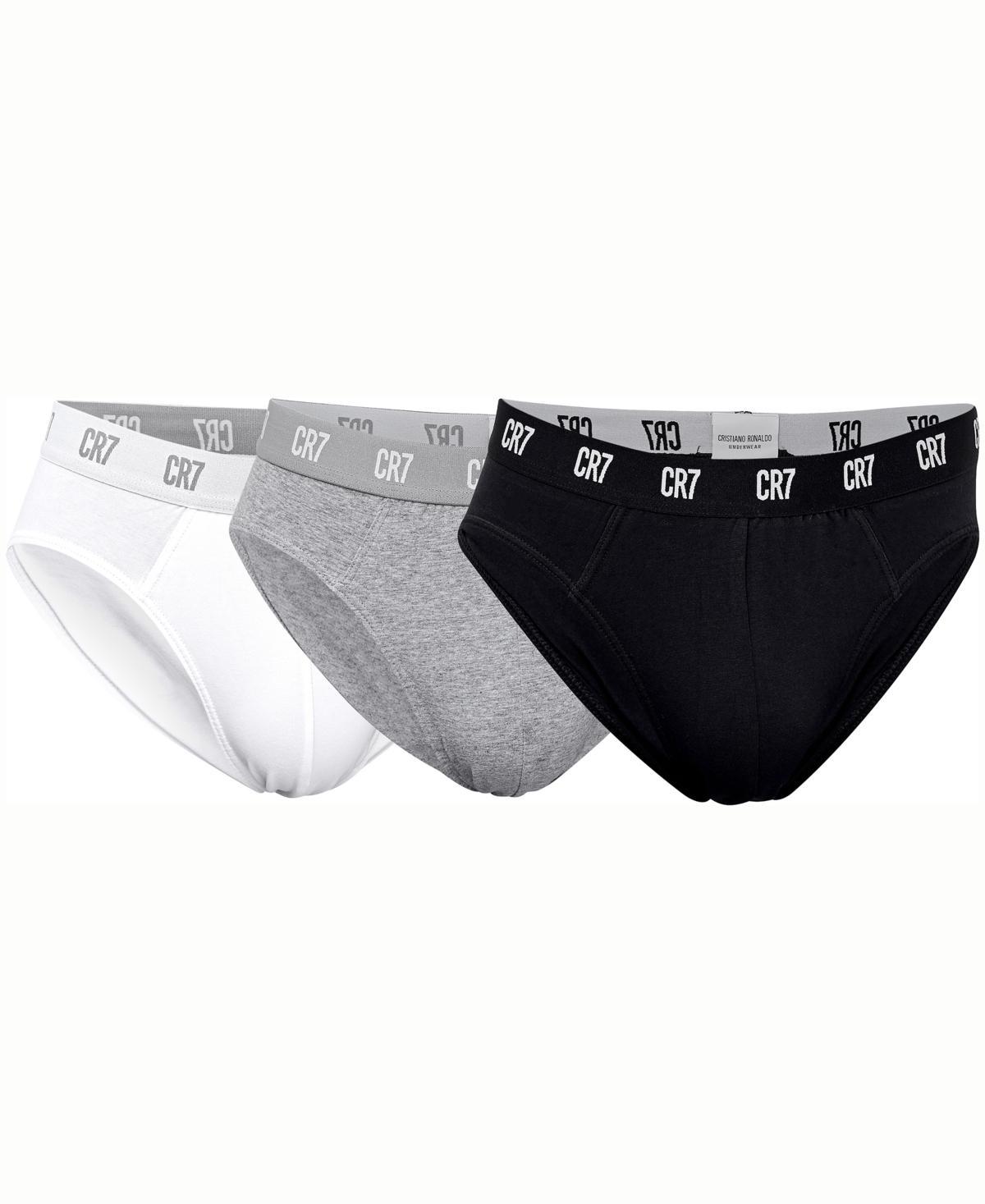 CR7 Mens Cotton Blend Briefs, Pack of 3 - Black, Gray Product Image