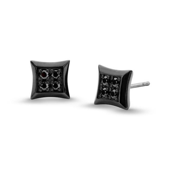 Vera Wang Men 1/4 CT. T.w. Black Diamond Square Stud Earrings in Sterling Silver with Black Rhodium Plate Product Image