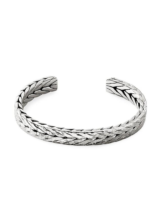 Mens Hammered Sterling Silver Cuff Bracelet Product Image