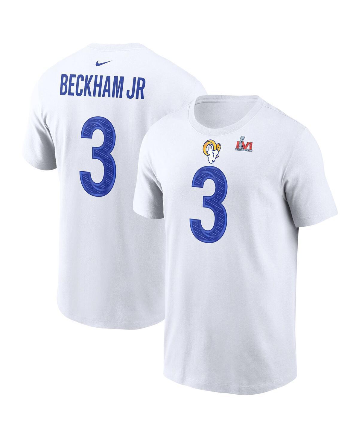 Mens Nike Odell Beckham Jr. White Los Angeles Rams Super Bowl Lvi Name Number T-shirt Product Image