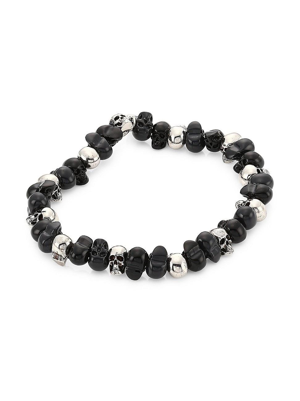 Mens Beaded Skull Bracelet Product Image