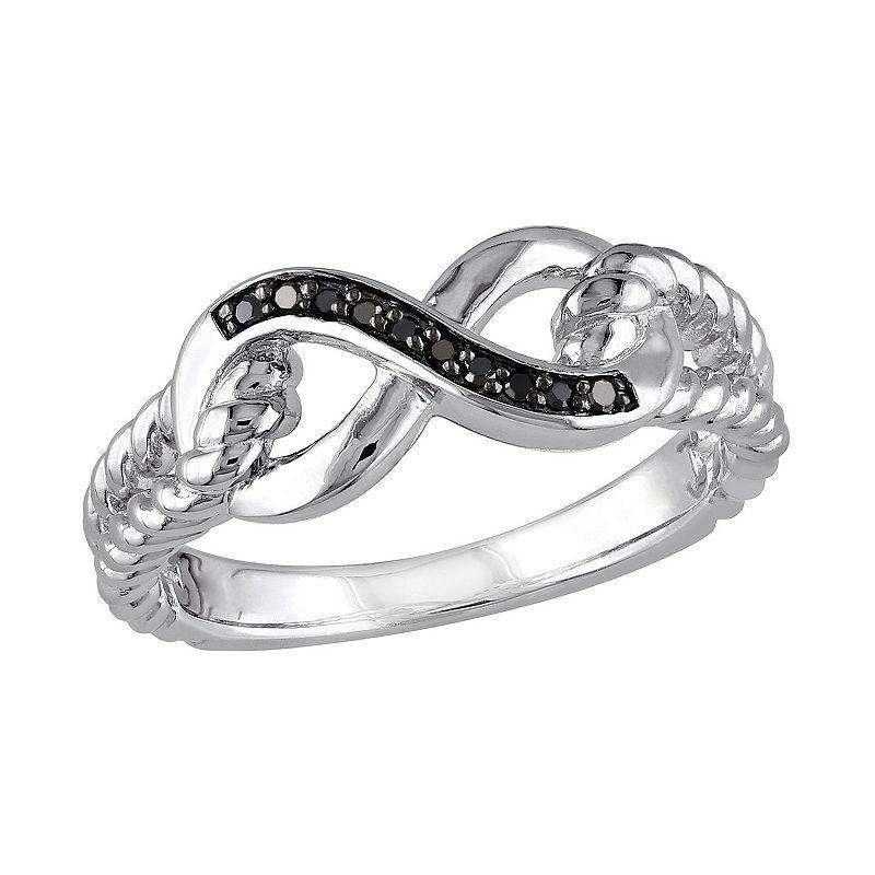 Stella Grace Black Diamond Accent Sterling Silver Infinity Ring, Womens Product Image