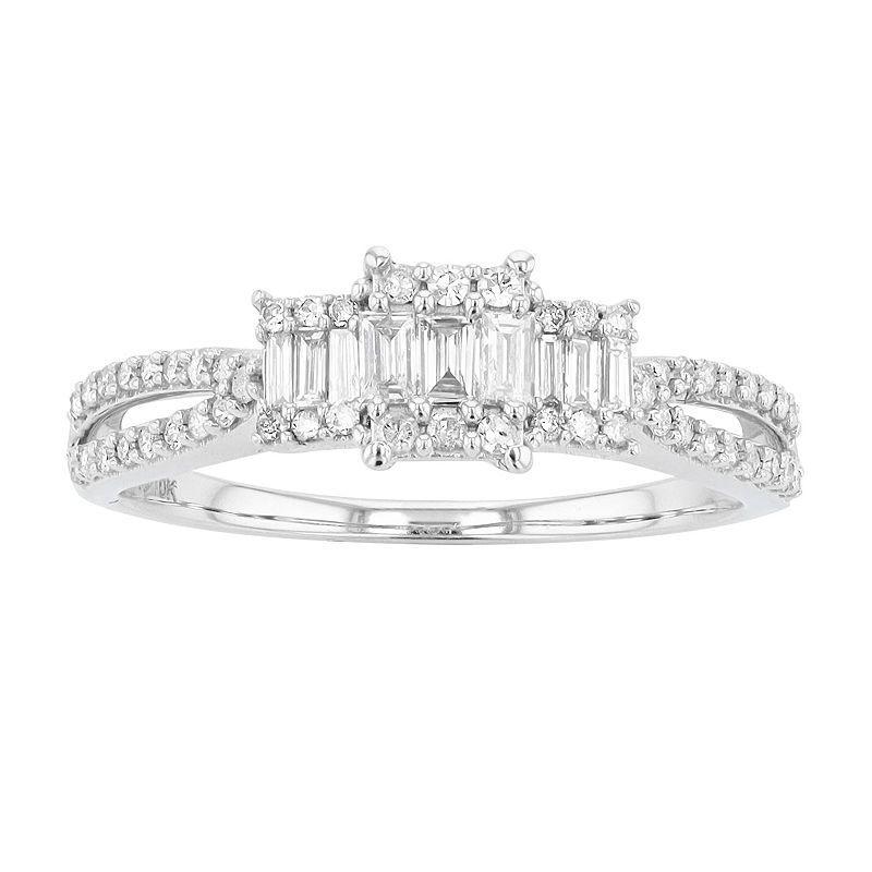 10k White Gold 1/3 Carat T.W. Diamond Engagement Ring, Womens Product Image