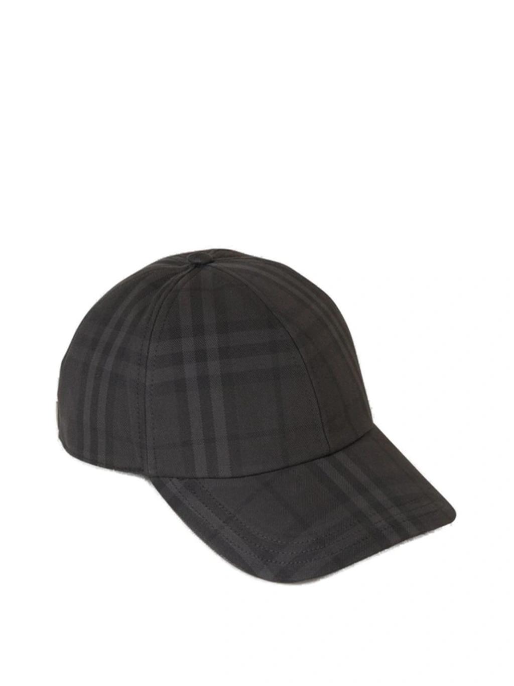 Embroidered-logo Check Cotton Cap In Charcoal Product Image