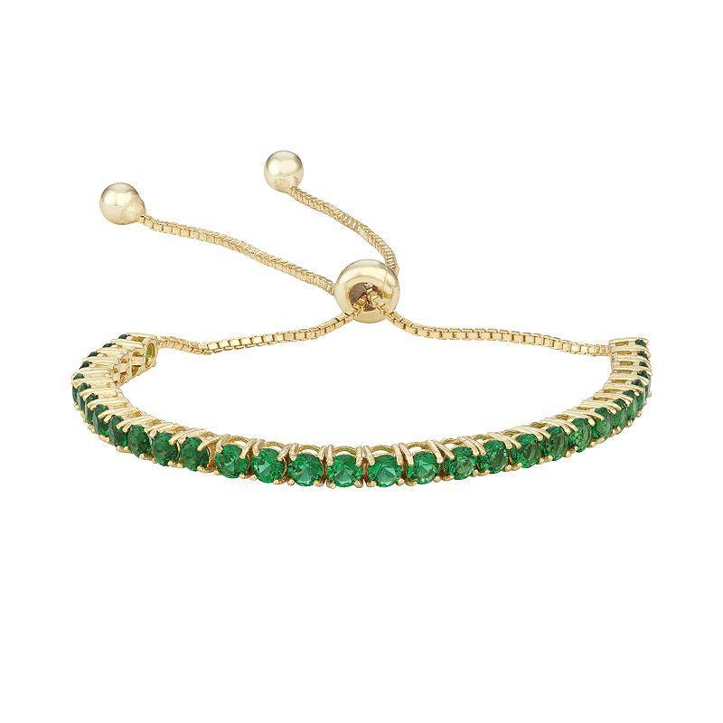 Designs by Gioelli 14k Gold Over Silver Simulated Emerald Lariat Bracelet, Womens Green Product Image