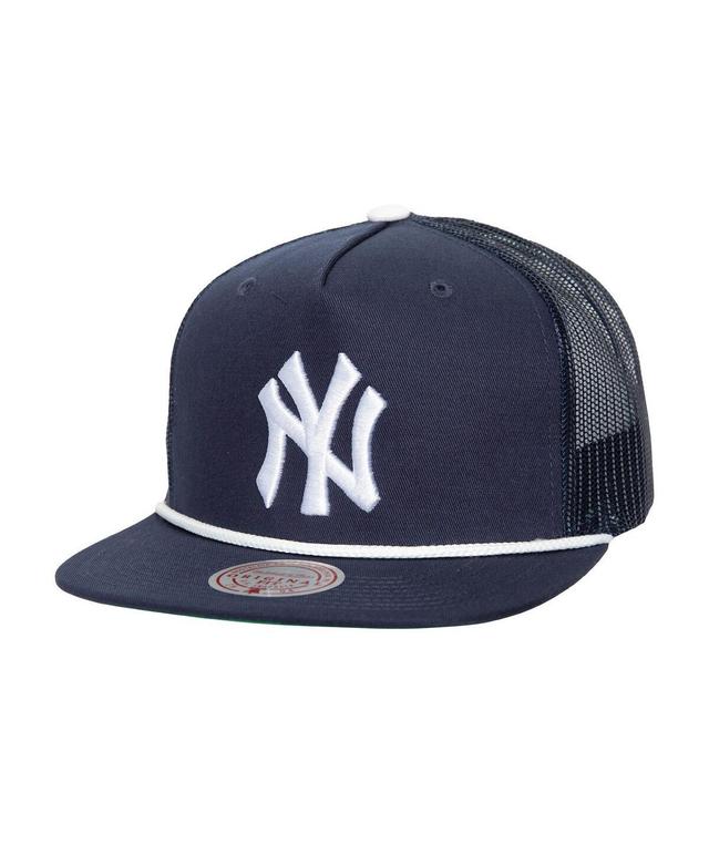 Mens Mitchell & Ness New York Yankees Rope Trucker Snapback Hat, Blue Product Image