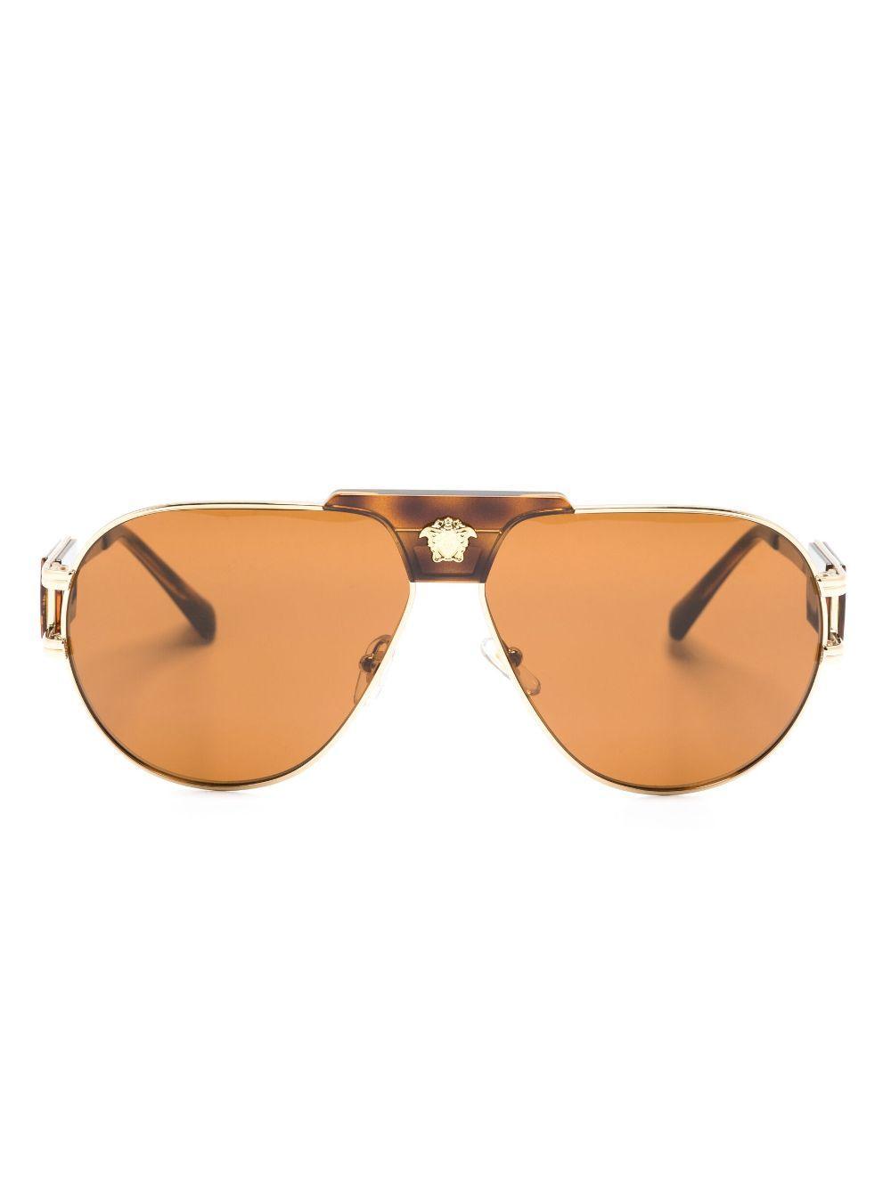 VERSACE Pilot-frame Tinted Sunglasses In Gold Product Image