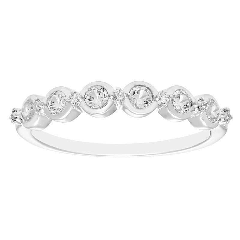 Boston Bay Diamonds Sterling Silver Gemstone & 1/10 Carat T.W. Diamond Stacking Ring, Womens White Product Image