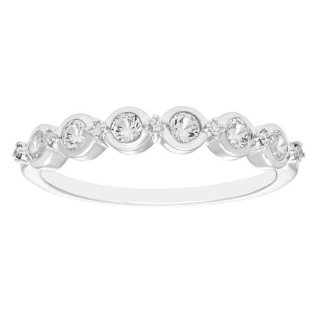 Boston Bay Diamonds Sterling Silver Gemstone & 1/10 Carat T.W. Diamond Stacking Ring, Womens White Product Image