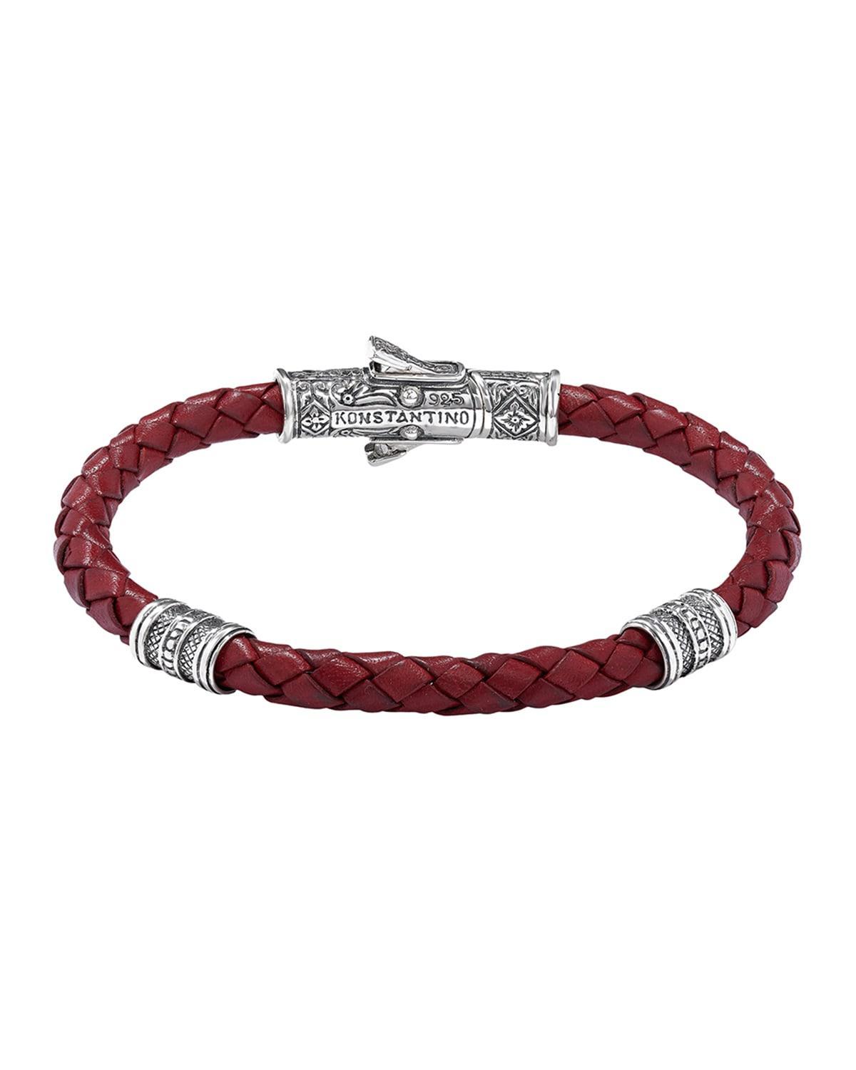 Womens Perseus Sterling Silver & Braided Leather Bracelet Product Image