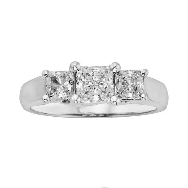 The Regal Collection 18k White Gold 1-ct. T.W. IGL Certified Princess-Cut Colorless Diamond 3-Stone Ring, Womens Product Image