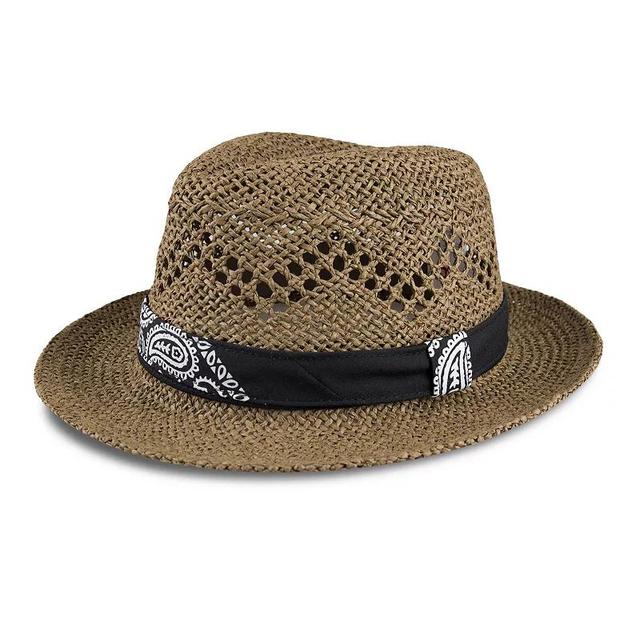 Mens Levis 2-In-1 Packable Natural Straw Fedora Hat with Interchangeable Bands Product Image