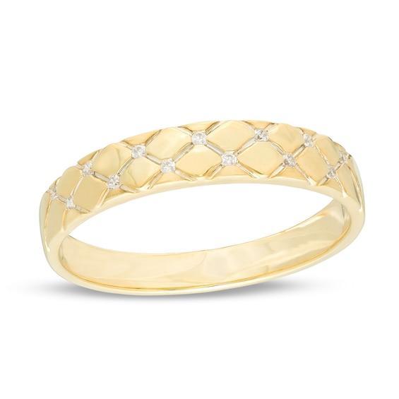 Men's 1/20 CT. T.w. Diamond Quilted Wedding Band in 10K Gold Product Image