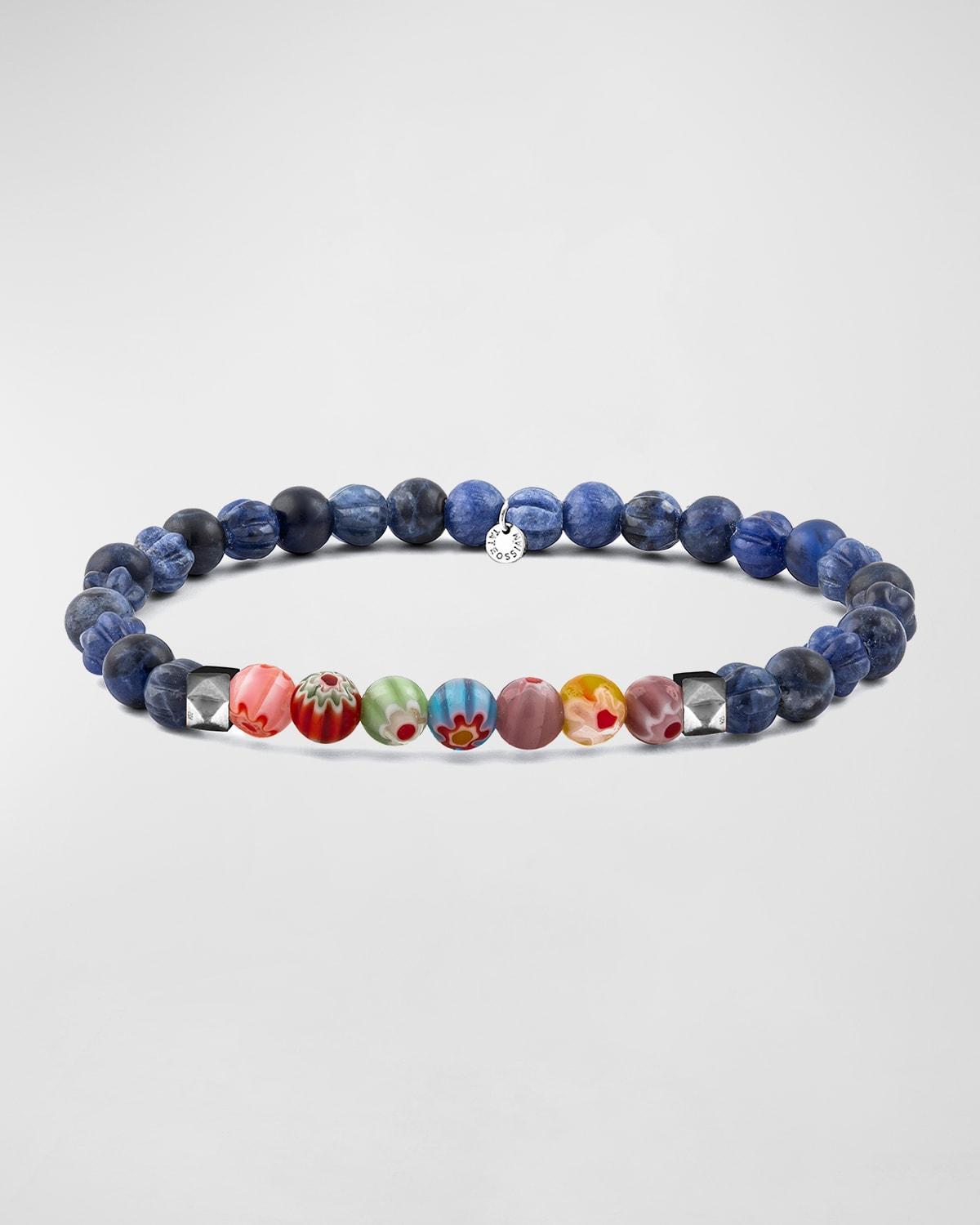 Mens Sodalite & Millefiori Bead Bracelet Product Image