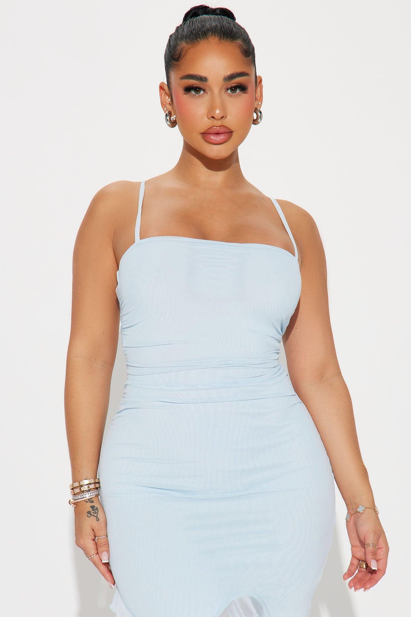 Valerie Mesh Mini Dress - Blue Product Image