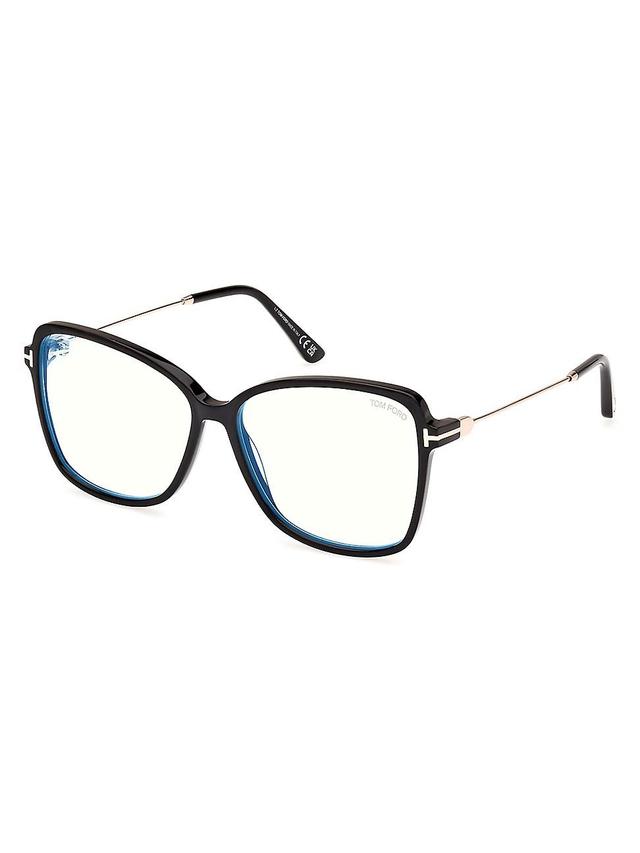 Womens 55MM Blue Block Butterfly Eyeglasses Product Image