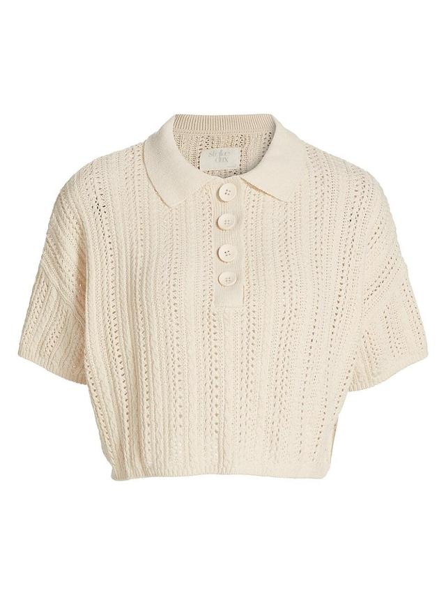 Womens Crochet Polo Top Product Image