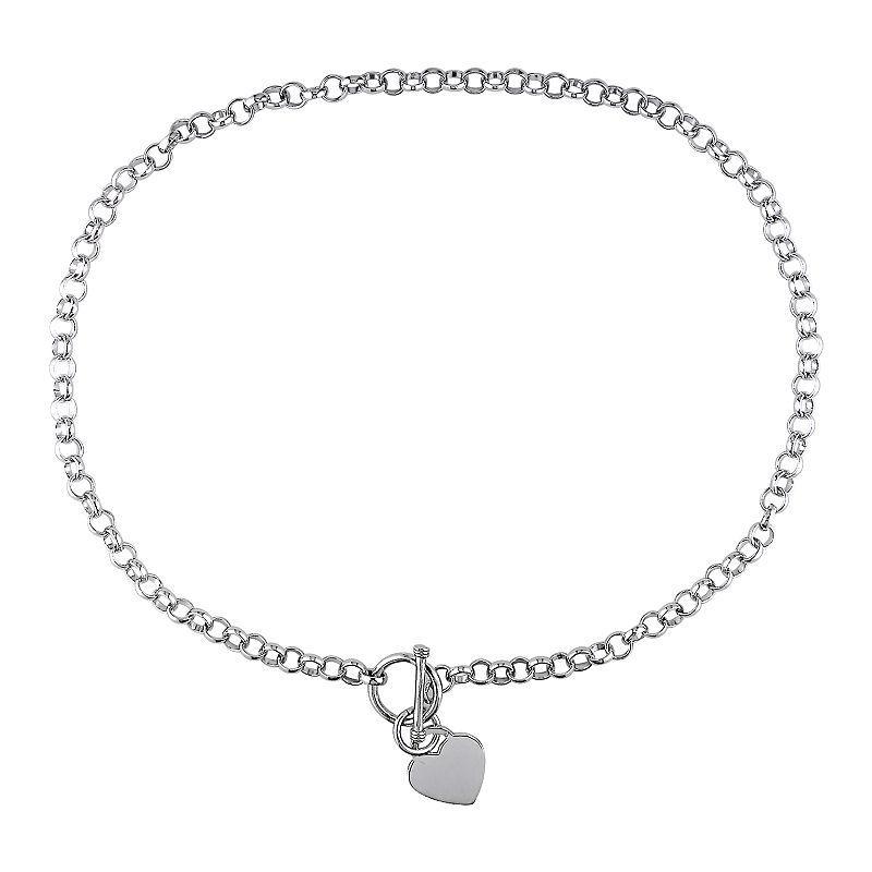 Stella Grace Sterling Silver Heart Charm Toggle Necklace, Womens Product Image