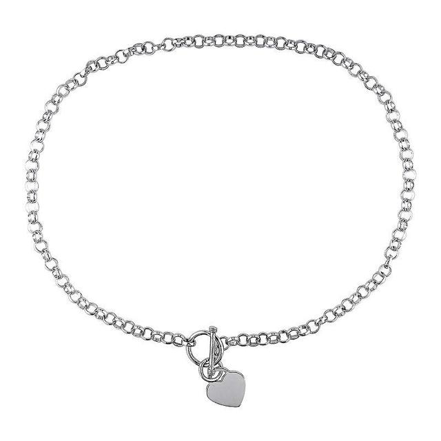 Stella Grace Sterling Silver Heart Charm Toggle Necklace, Womens Product Image