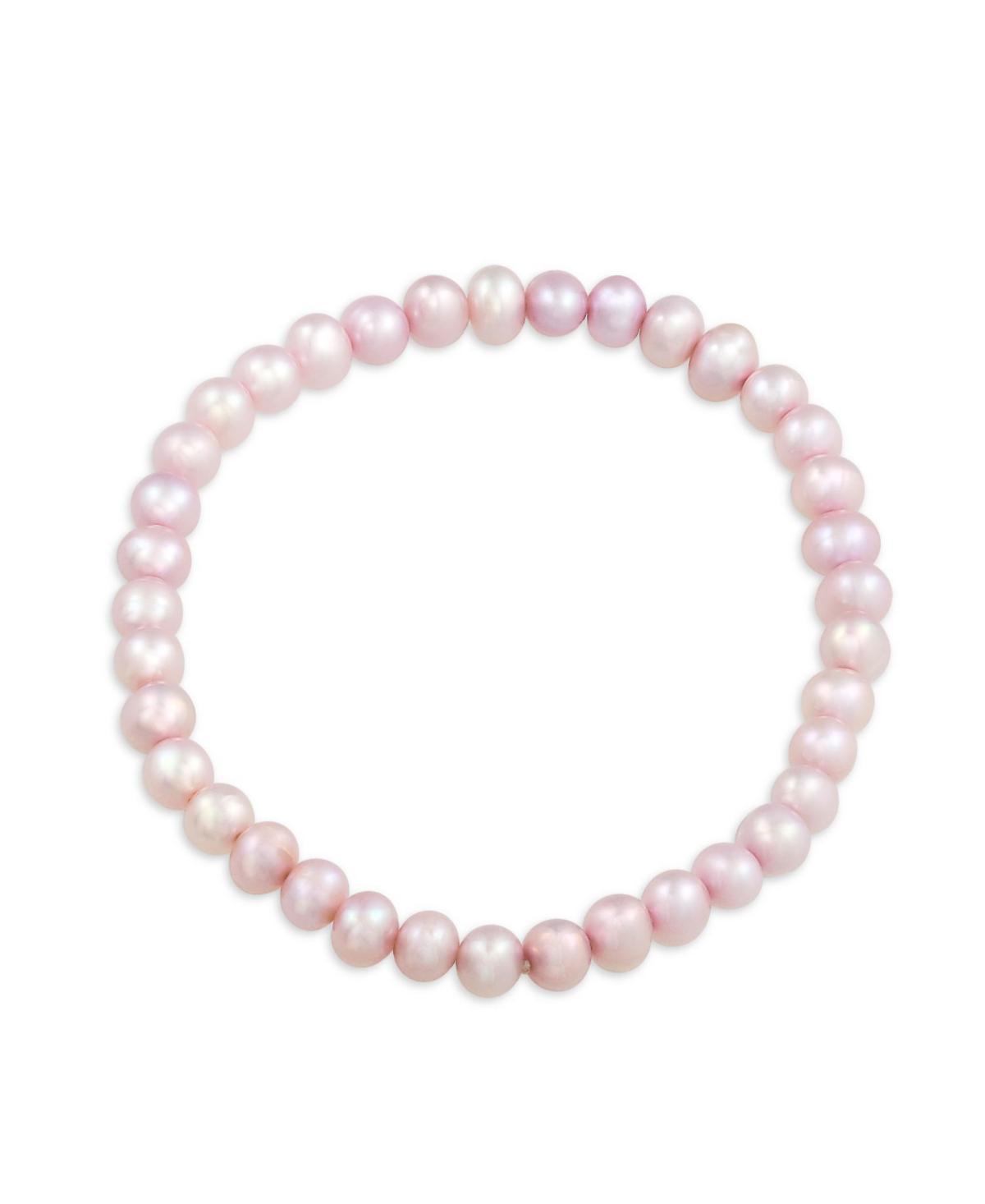 Bling Jewelry Simple Pink Freshwater Cultured Pearl Stackable Single Strand Stretch Bracelet For Women For Product Image