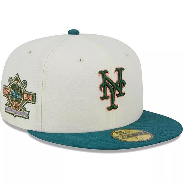 Mens New Era Cream New York Mets Chrome Evergreen 59FIFTY Fitted Hat Product Image