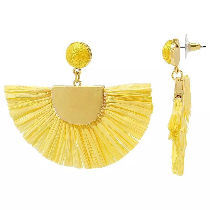 Sonoma Goods For Life Gold Tone Raffia Fan Drop Earrings, Womens, Yellow Product Image