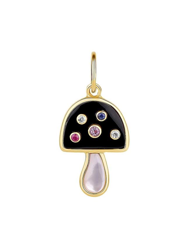 Womens 14K Yellow Gold & Multi-Gemstone Mushroom Charm Product Image