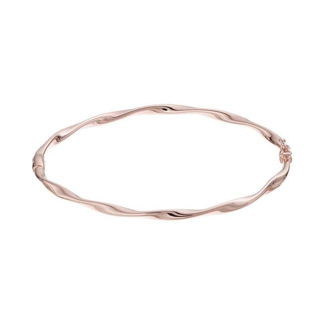 14k Gold Vermeil Twisted Oval Bangle Bracelet, Womens 14k Rose Gold Product Image