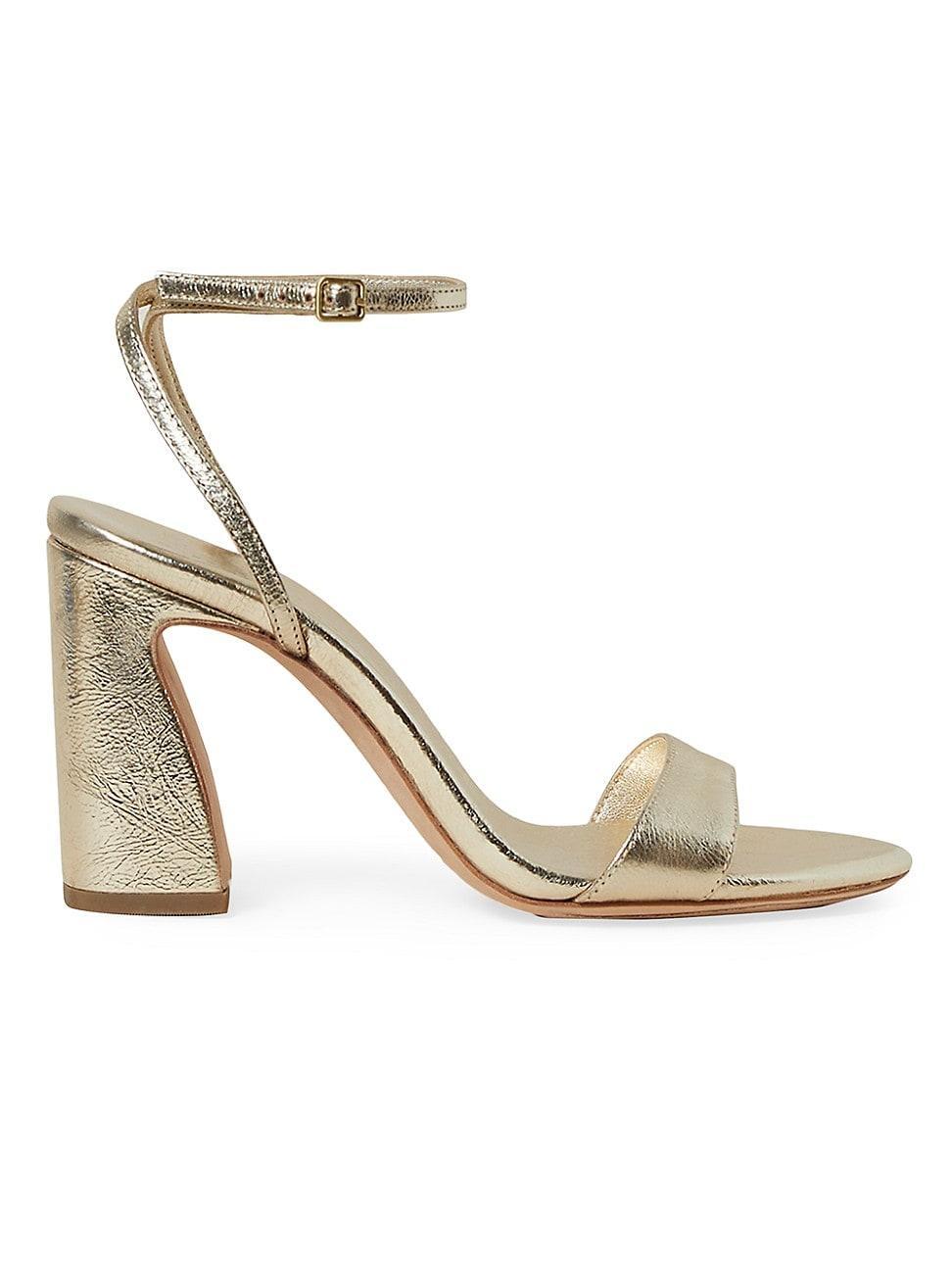 Malia Metallic Leather Block-Heel Sandals Product Image