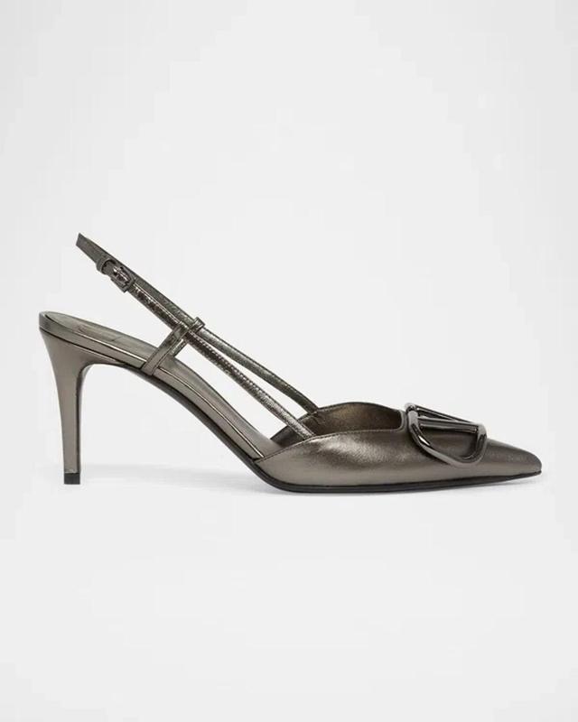 Vlogo Metallic Slingback Pumps In Antracite Product Image