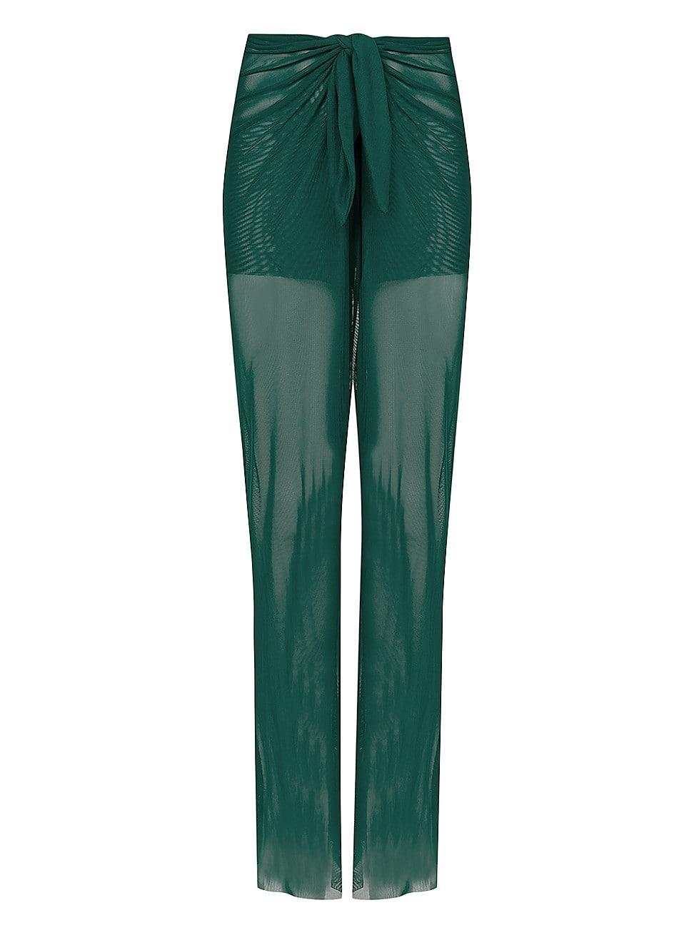 Womens Solid Pareo Wide-Leg Mesh Pants Product Image