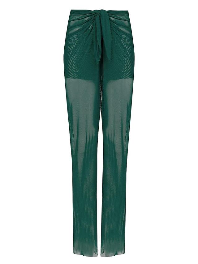 Womens Solid Pareo Wide-Leg Mesh Pants Product Image