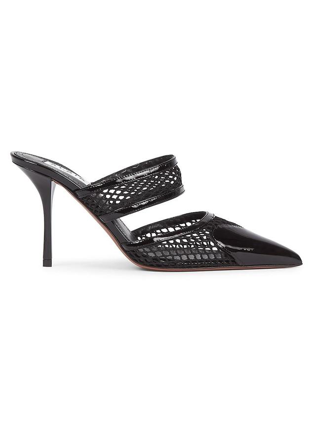 Womens 90MM Patent Leather & Mesh Mules Product Image