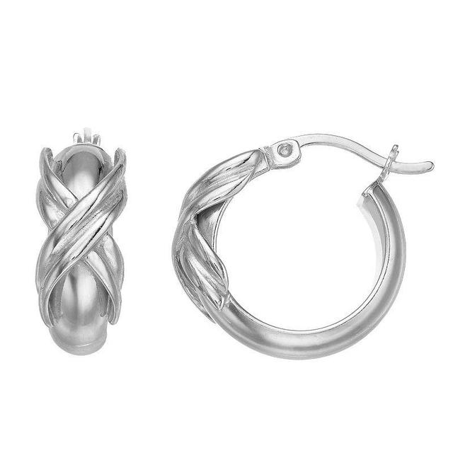 Sterling Silver Polished X Hoop Earrings, Womens Product Image