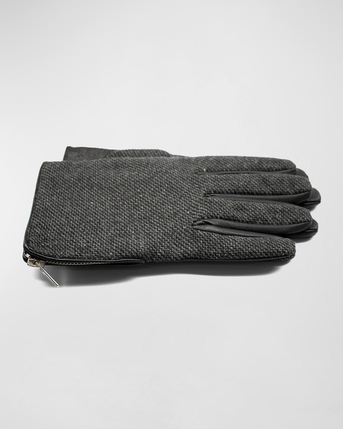 Mens Fabric-Leather Zip Gloves Product Image