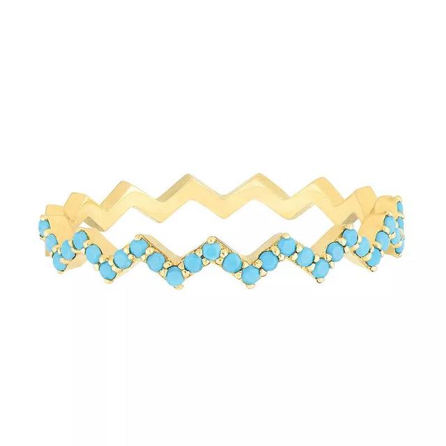 Gold Tone Turquoise Zig Zag Ring, Womens 14k Gold Product Image