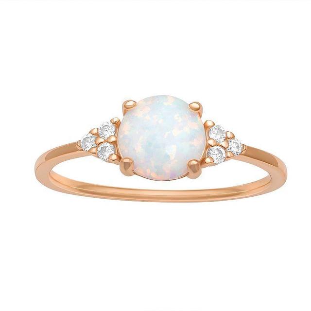 PRIMROSE Sterling Silver White Opal & Cubic Zirconia Cluster Ring, Womens Gold Tone Product Image