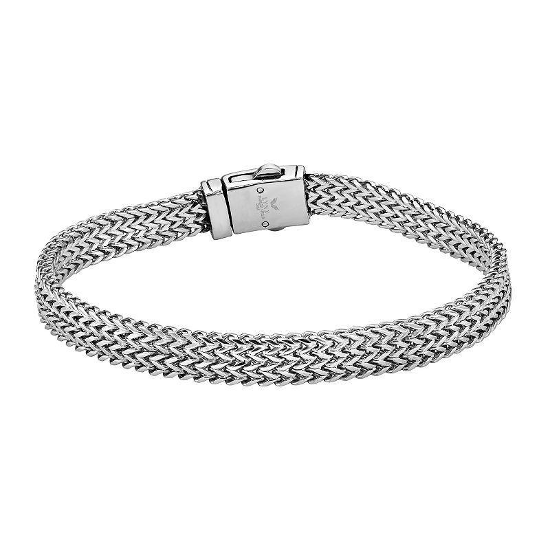 LYNX Mens Antiqued Stainless Steel Double Foxtail Chain Bracelet Grey Product Image